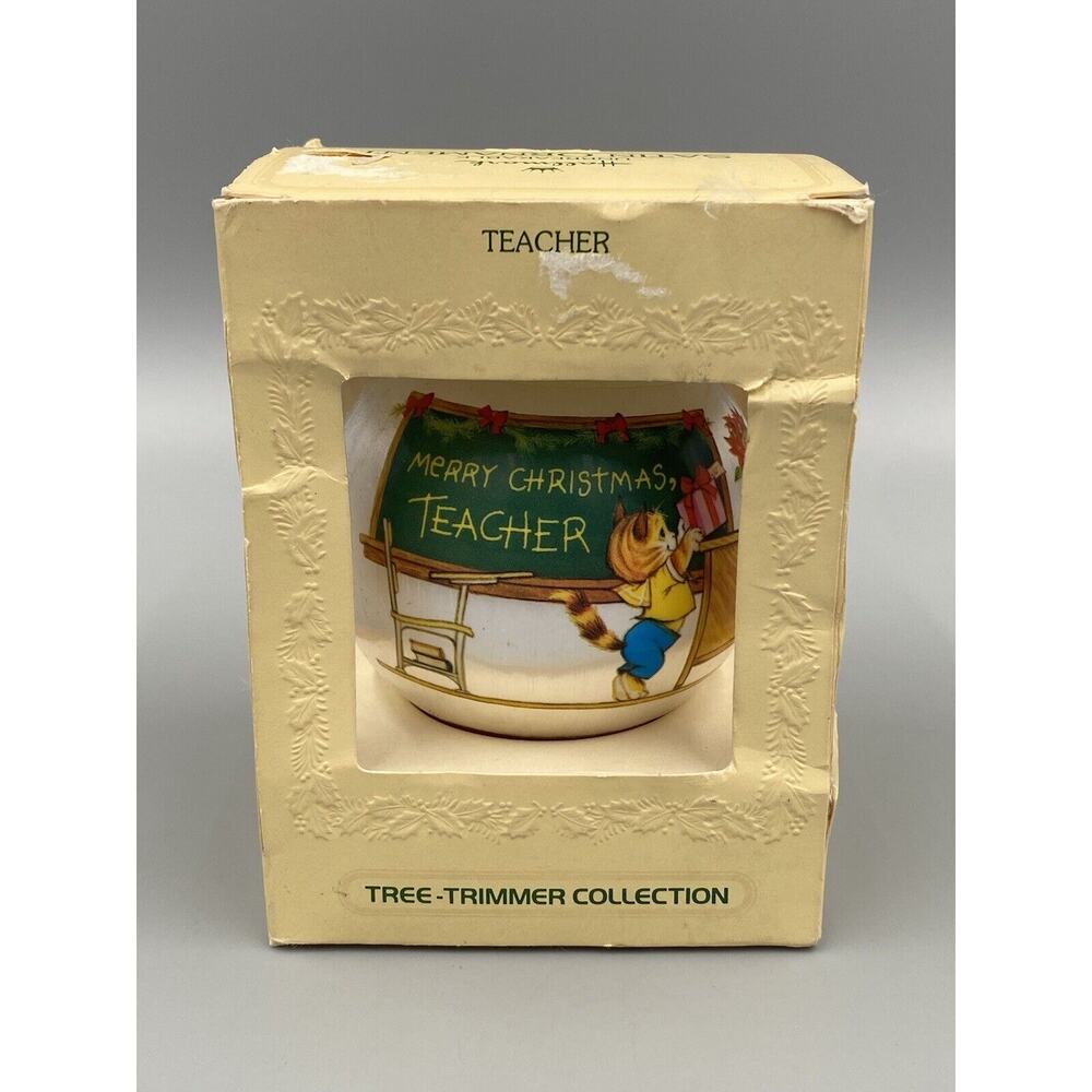 Vintage 1980 Hallmark Keepsake ORNAMENT TEACHER Tree Trimmer‎ Collection Ball